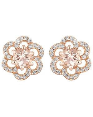 Diana M. Jewels Fine Jewellery 14k Rose Gold 0.61 Ct. Tw. Diamond & Morganite Studs - White