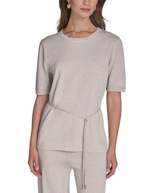 Halston Belted Short Sleeve Jumper - Grey