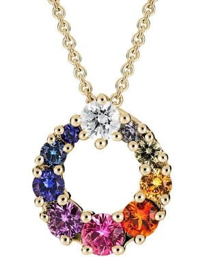 Gemstones 14K Diamond .10 Ct. & .55 Ct. Sapphire Necklace - Pink