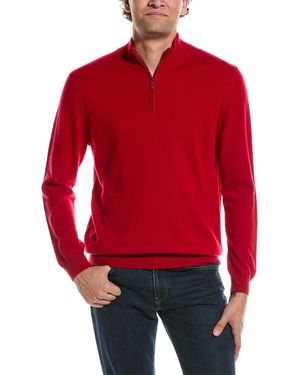 Forte Cashmere Mock Neck Cashmere 1/4-Zip Jumper - Red