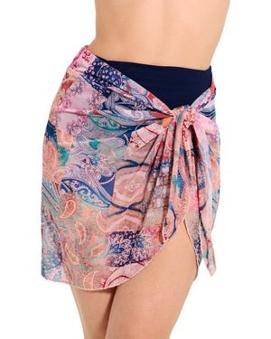 Gottex Sarong Wrap Mesh Skirt Coverup - Pink