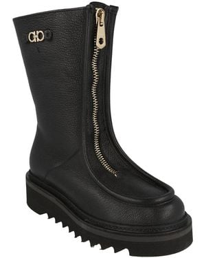 Ferragamo Eurialo F Leather Boot - Black