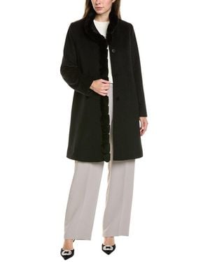 Fleurette Long Wool-blend Coat - Black