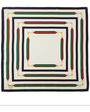 Gucci Gg Horsebit Silk Scarf - Black