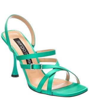 Sergio Rossi Slingback 100 Satin Sandal - Blue