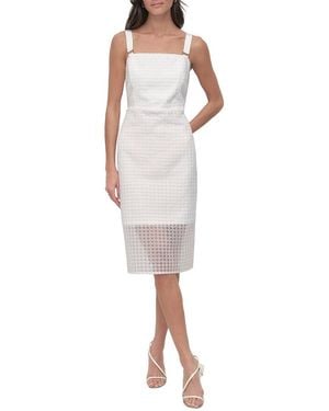 DKNY Circle Organza Eyelet Midi Dress - White