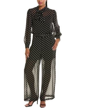 Pascale La Mode 2Pc Polka Dot Top & Pant Set - Black