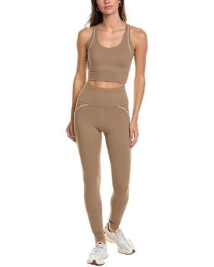 Marion 2Pc 26In Racerback Sports Bra & High Waist Legging Set - Natural
