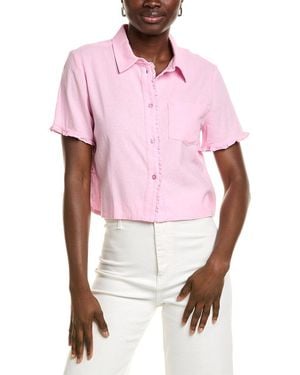 Ellen Tracy Linen-Blend Shirt - Pink