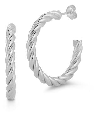 Chloe and Madison Bold Twist Hoops - White