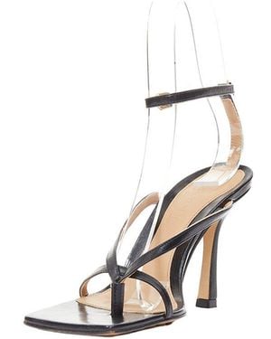 Bottega Veneta Leather Stretch Thong Ankle Strap Sandal (Authentic Pre-Loved) - White