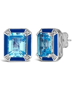 Le Vian 14K 5.05 Ct. Tw. Diamond & Ocean Topaz Stud Earrings - Blue