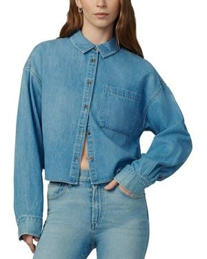 Joe's Jeans The Cropped Boyfriend Linen-Blend Shirt - Blue
