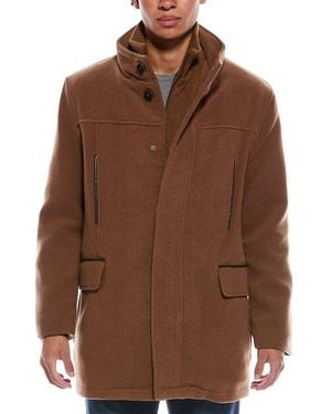 Cole Haan Wool-Blend Car Coat - Brown