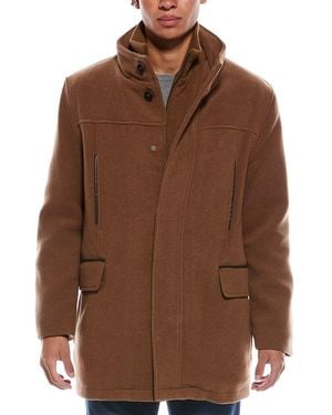 Cole Haan Wool-Blend Car Coat - Brown