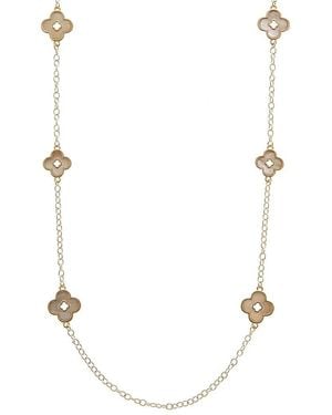 Juvell Plated Lab-Grown Mother Of Pearl Clover Necklace - White