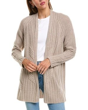 Forte Luxe Cable 100% Cashmere Cardigan - Grey