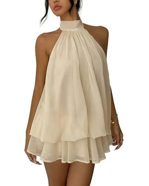 BELLA DESERT Halter Mini Dress - Natural