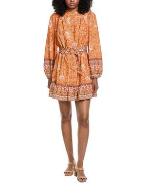 Fate Floral Border Print Shirtdress - Orange