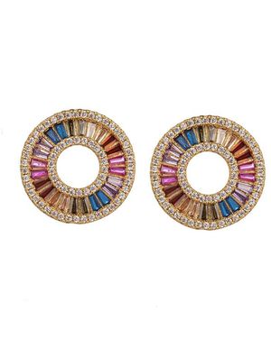 Eye Candy LA Luxe Collection 18k Plated Cz Rainbow Earrings - White