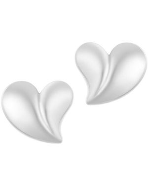 Adornia Rhodium Plated Tarnish Resistant Oversized Puffy Heart Earrings - White