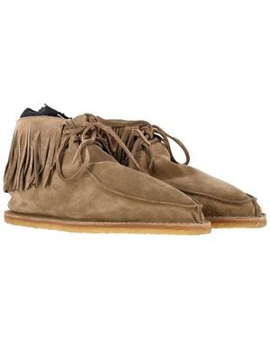 Saint Laurent Suede Nino Fringed Ankle Boot (authentic Pre-loved) - Brown