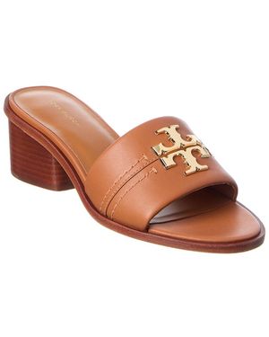 Tory Burch Everly Block Heel Leather Sandal - Brown