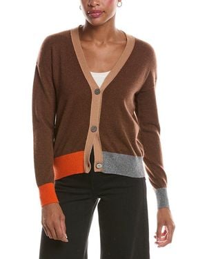 InCashmere Colorblock Cashmere Cardigan - Brown