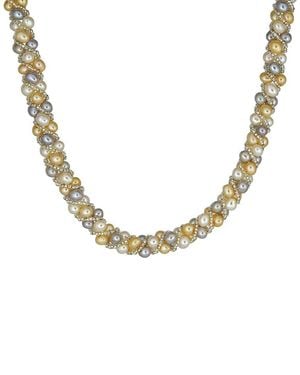 Belpearl 4-5Mm Pearl Woven Necklace - Metallic