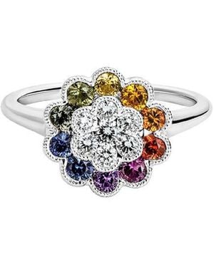 Diamond Select Cuts 14K Diamond .27 Ct. & Multi-coloured Sapphires Ring - White