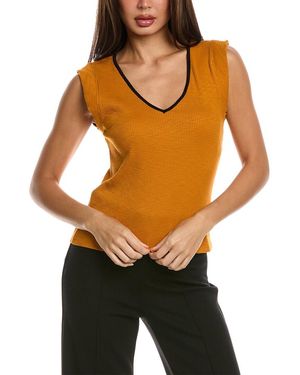 Lilla P Cap Sleeve V-Neck Top - Black