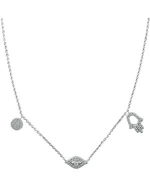 Sabrina Designs 14k 0.22 Ct. Tw. Diamond Evil Eye & Hamsa Necklace - Metallic