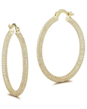 Chloe and Madison 14K Over Cz Medium Hoops - Metallic