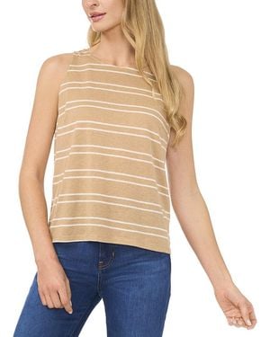 Cece Linen-Blend Tank - Blue