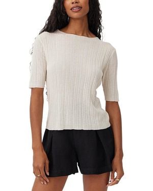 Bella Dahl Textured Ribbed Cashmere-Blend Top - White