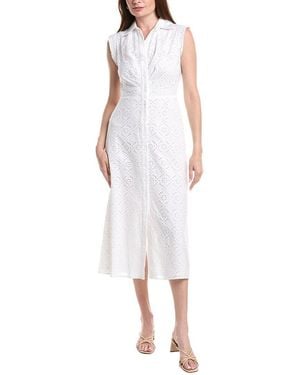 Anne Klein Bodice Pleated Shirtdress - White