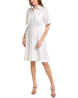 Pink Tartan Pinstripe Shirtdress - White