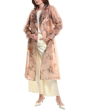 NVLT Floral Organza Wrap Trench Coat - Pink