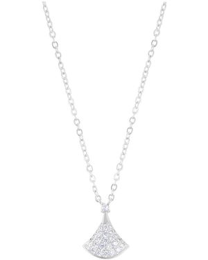 Adornia Plated Cz Pave Leaf Pendant Necklace - White
