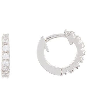 Adornia Silver Huggie Earrings - White