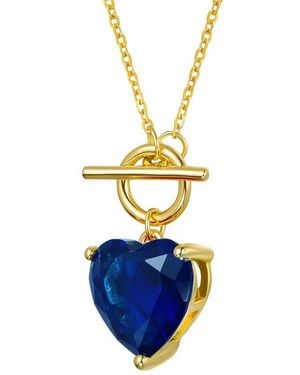 Genevive Jewelry 14K Diamond Cz Chain Necklace - Blue
