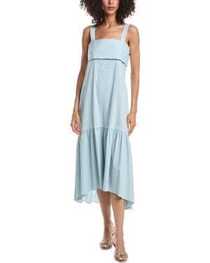 Theory Linen Blend Midi Dress - Blue