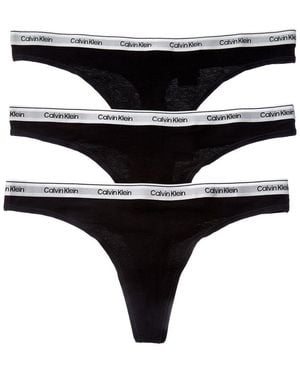 Calvin Klein 3Pk Icon Logo Thong - Black