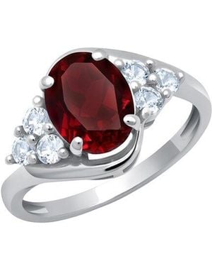 MaxColor 10K 1.70 Ct. Tw. Lab-Grown Ruby Halo Ring - Multicolour