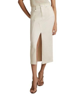 Reiss Danica Denim Pencil Skirt - Natural