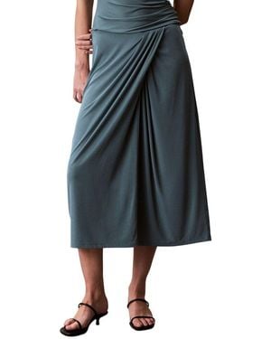 Calvin Klein Crepe Rib Wrap Skirt - Blue