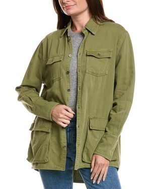 Chaser Brand Sea Pea Button-Up Linen-Blend Shacket - Green