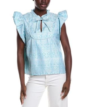 Sail To Sable Ruffle Sleeve Top - Blue
