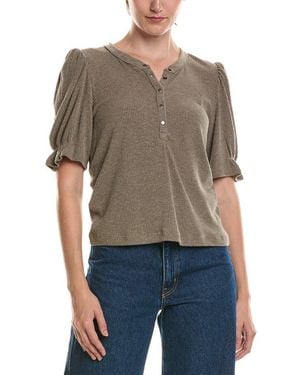 Michael Stars Jayden Ribbed Henley Femme Top - Grey