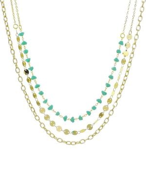 Adornia 14K Plated 3-Layer Toggle, Confetti, & Necklace - Metallic